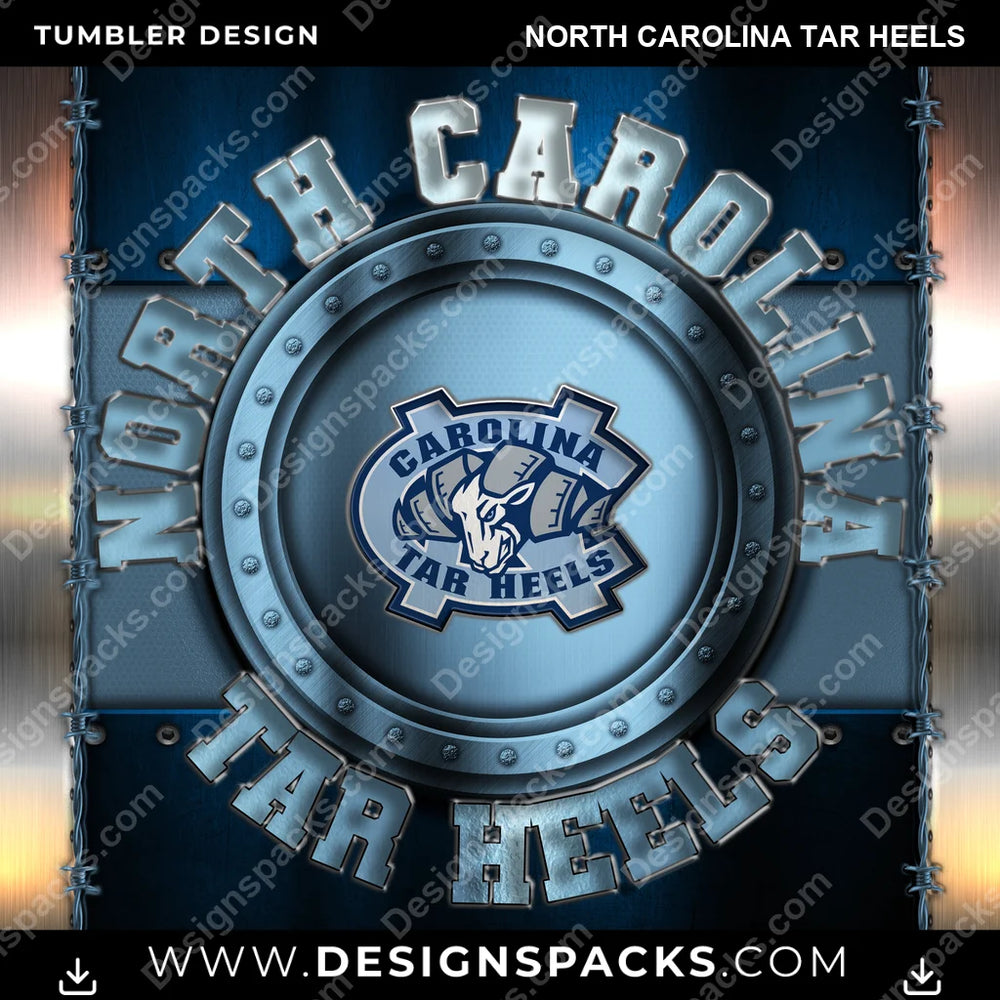 College Sport Metal North Carolina Tar Heels NCAA College Sport Tumbler Digital Wrap Design Download