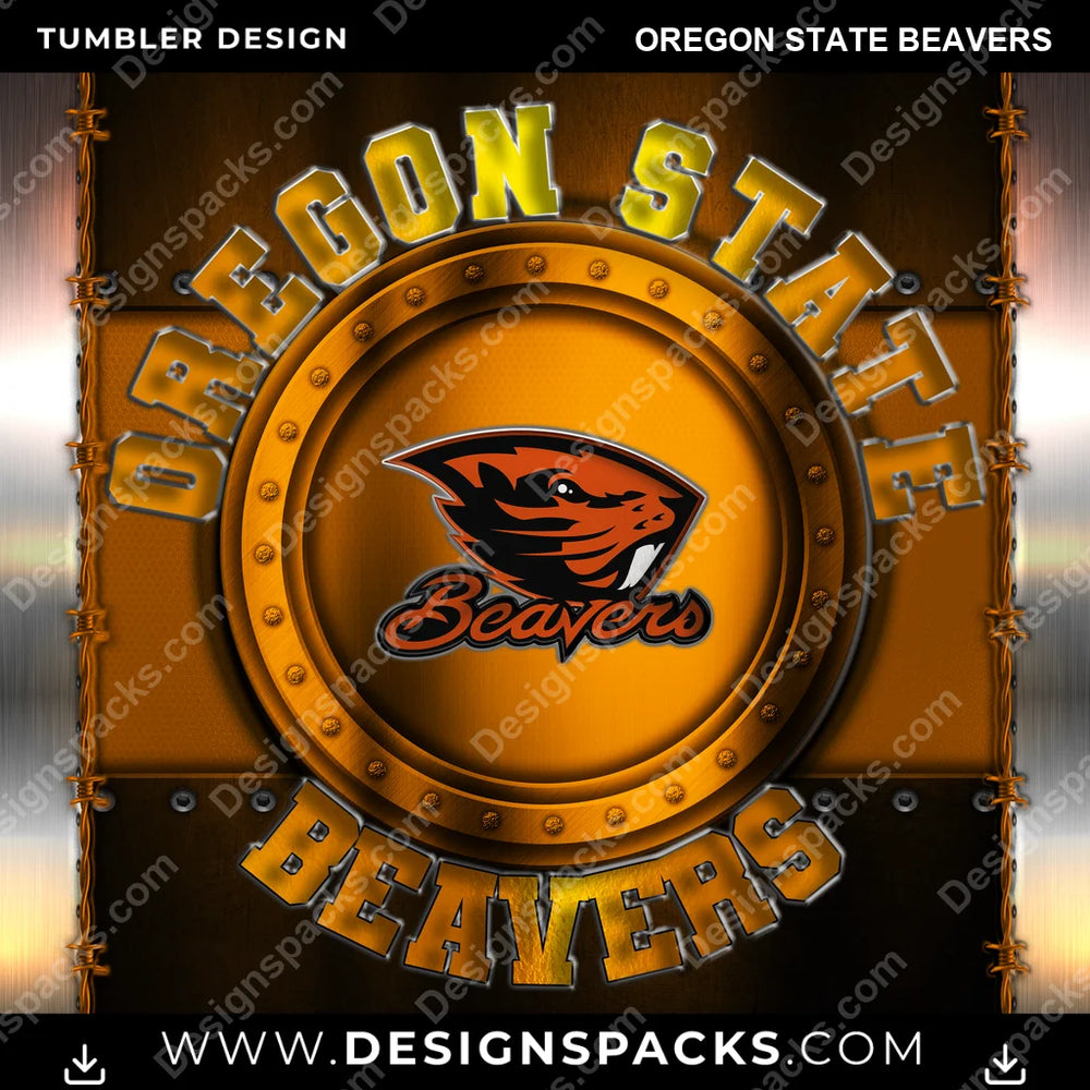 College Sport Metal Oregon State Beavers NCAA College Sport Tumbler Digital Wrap Design Download