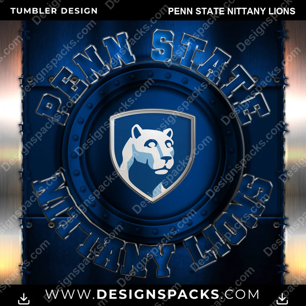 College Sport Metal Penn State Nittany Lions NCAA College Sport Tumbler Digital Wrap Design Download