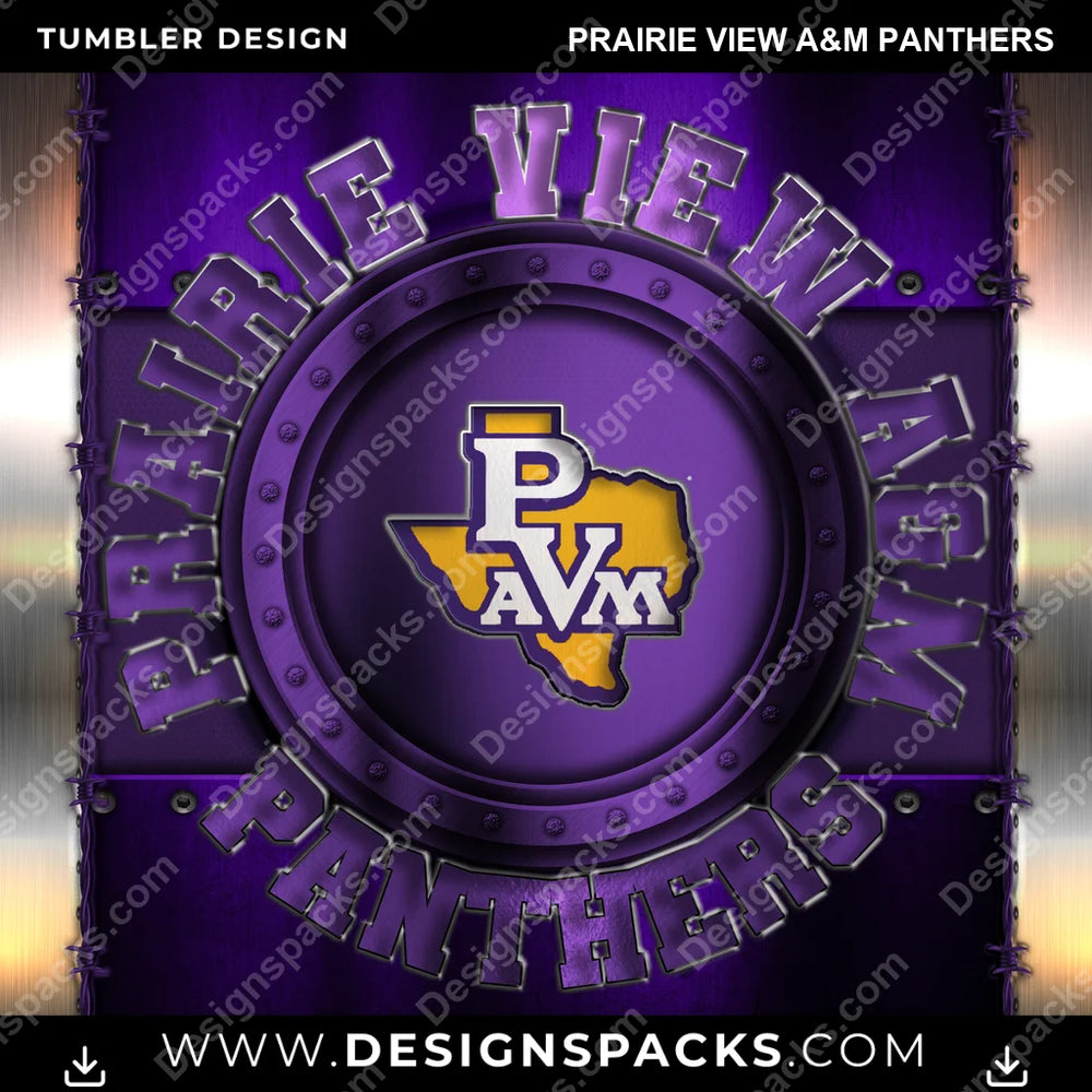 College Sport Metal Prairie View A&M Panthers NCAA College Sport Tumbler Digital Wrap Design Download