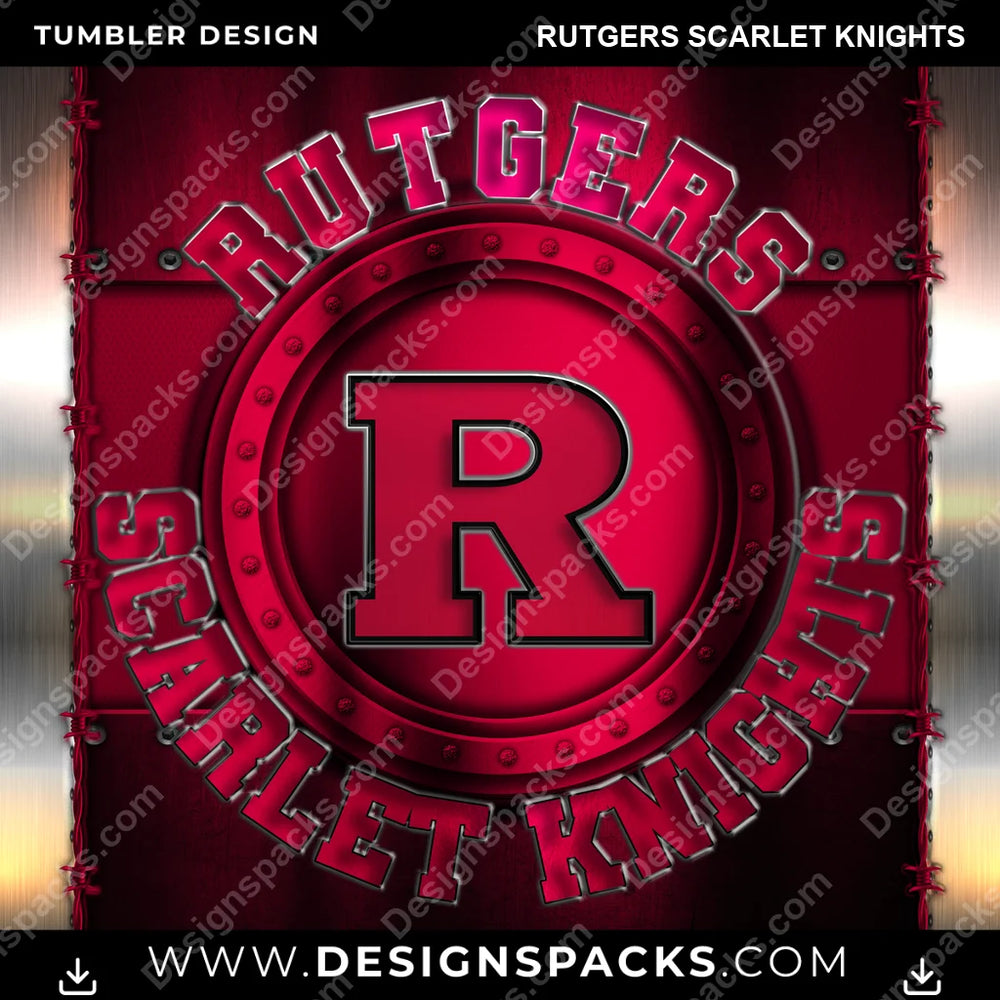 College Sport Metal Rutgers Scarlet Knights NCAA College Sport Tumbler Digital Wrap Design Download