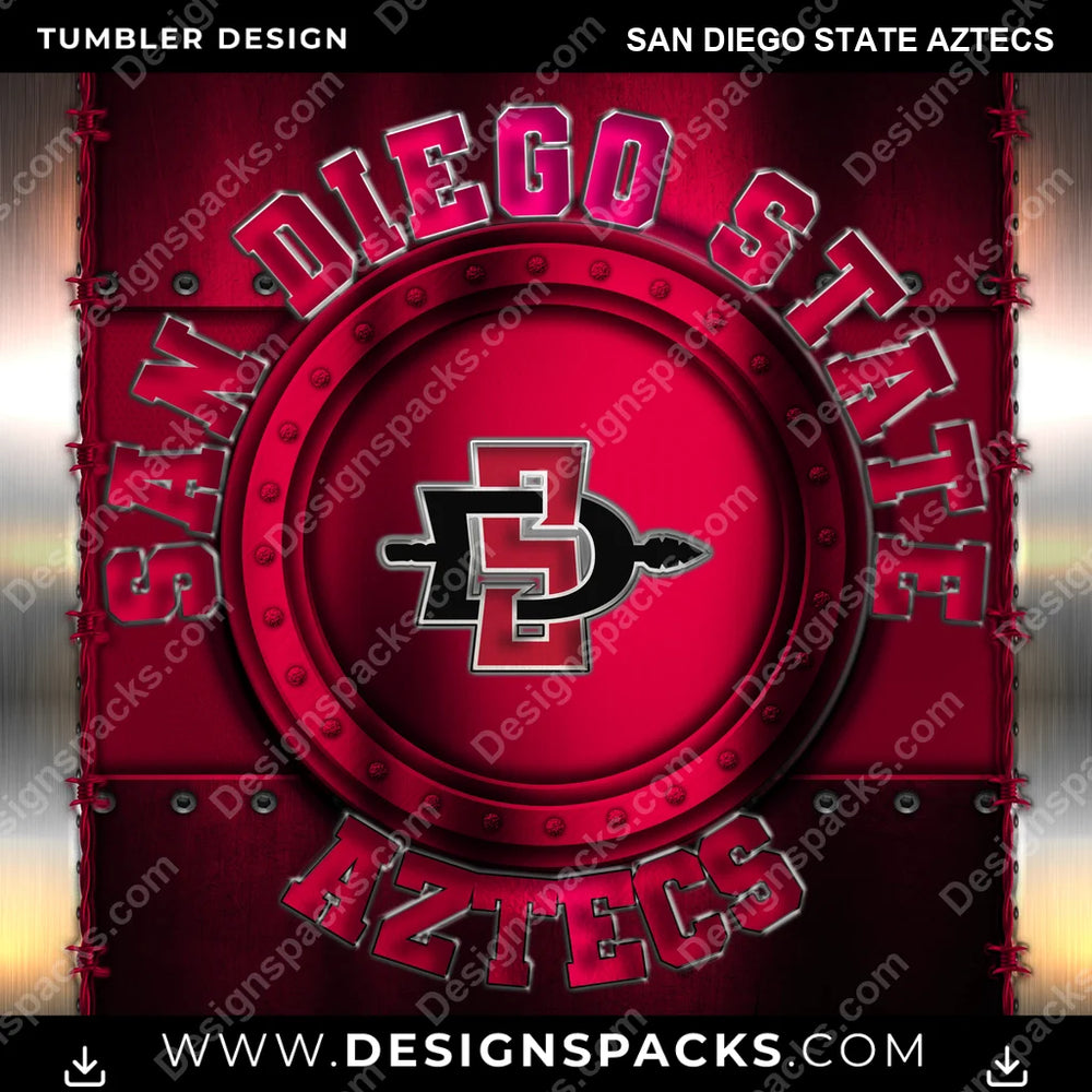 College Sport Metal San Diego State Aztecs NCAA College Sport Tumbler Digital Wrap Design Download