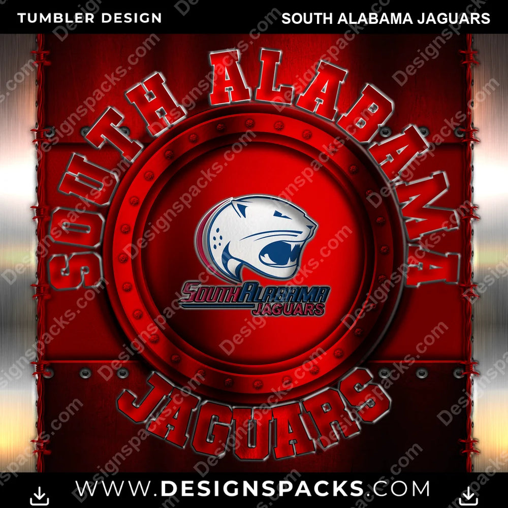 College Sport Metal South Alabama Jaguars NCAA College Sport Tumbler Digital Wrap Design Download