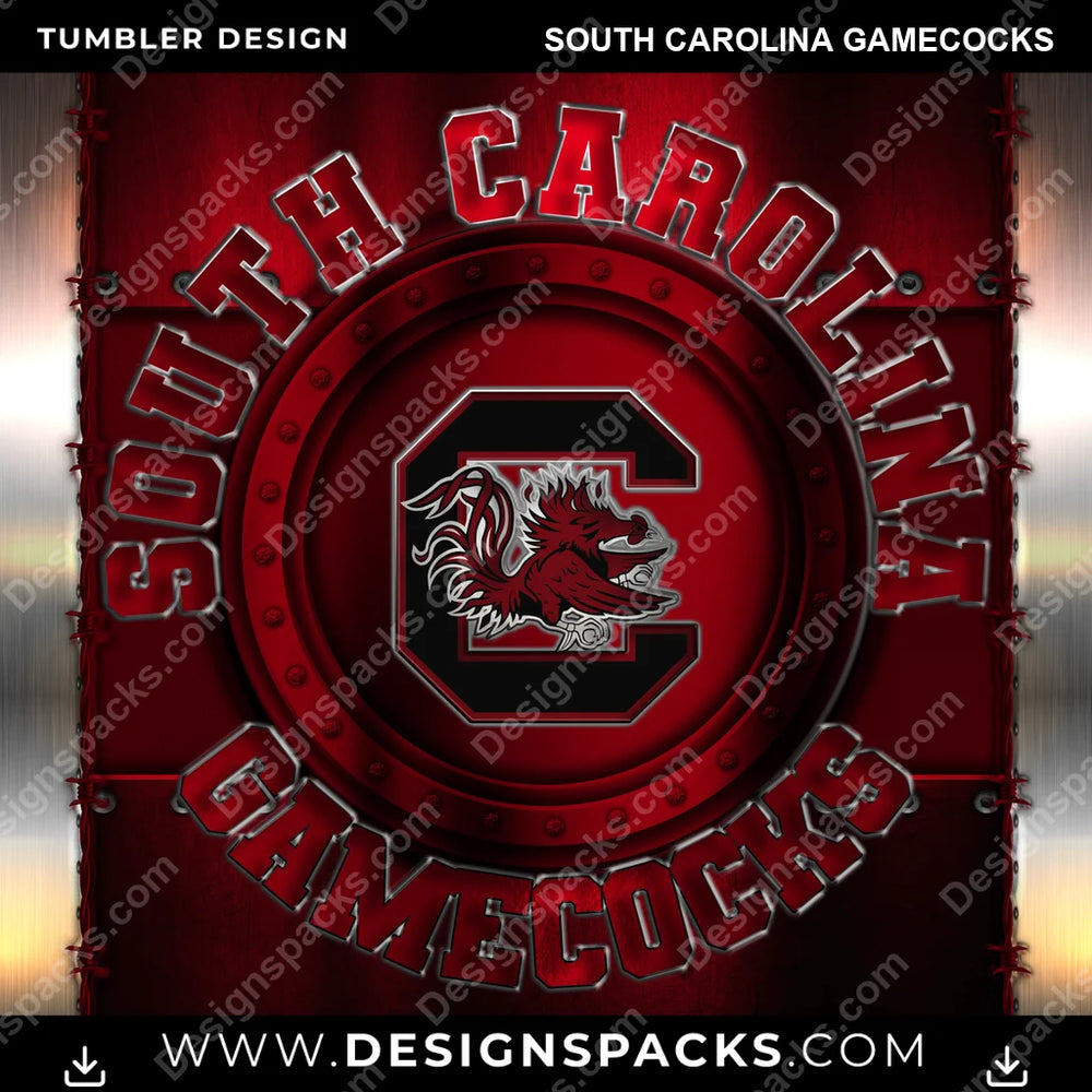 College Sport Metal South Carolina Gamecocks NCAA College Sport Tumbler Digital Wrap Design Download