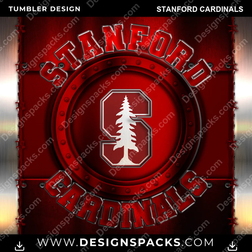 College Sport Metal Stanford Cardinals NCAA College Sport Tumbler Digital Wrap Design Download