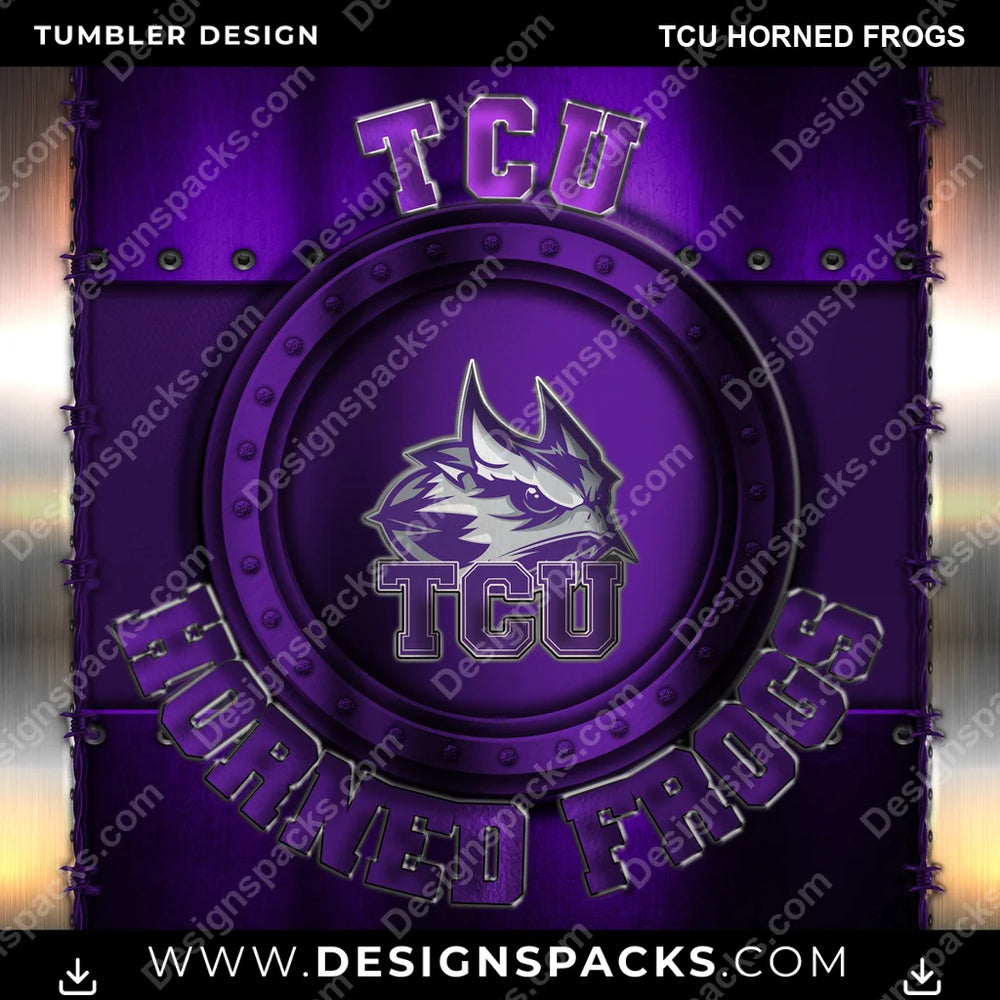 College Sport Metal TCU Horned Frogs NCAA College Sport Tumbler Digital Wrap Design Download