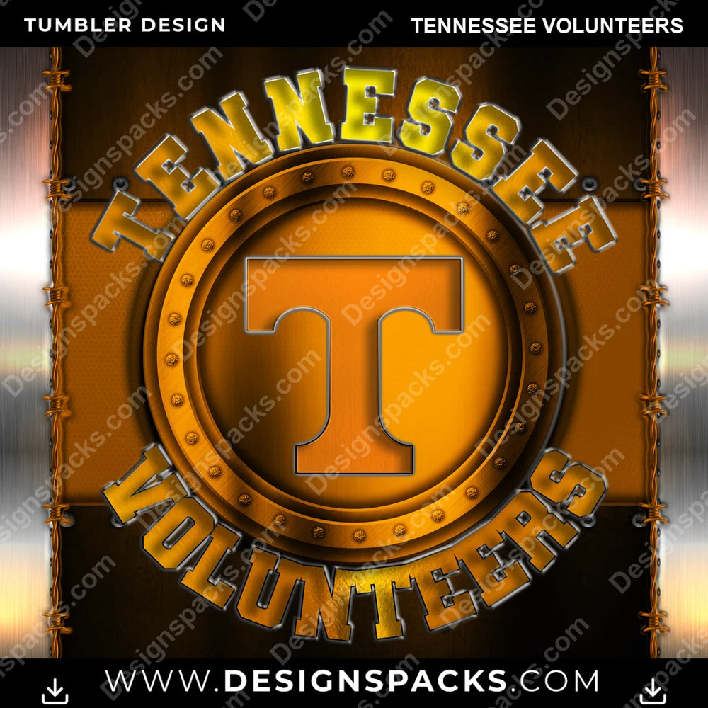 College Sport Metal Tennessee Volunteers NCAA College Sport Tumbler Digital Wrap Design Download