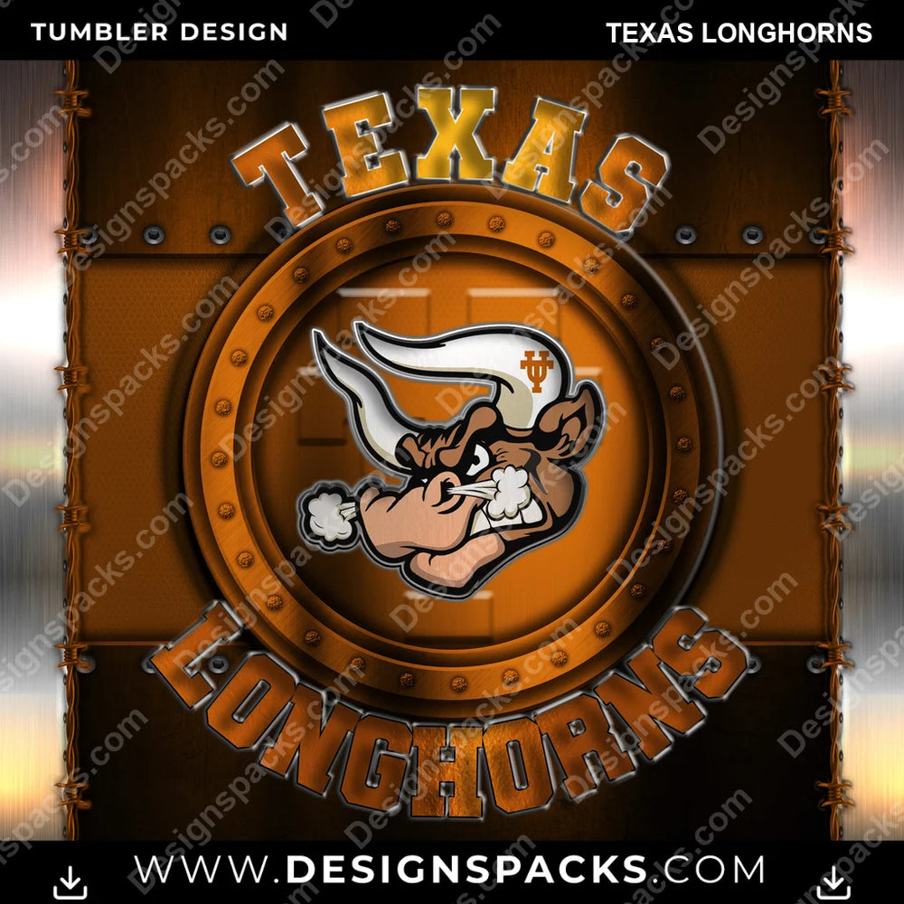 College Sport Metal Texas Longhorns NCAA College Sport Tumbler Digital Wrap Design Download