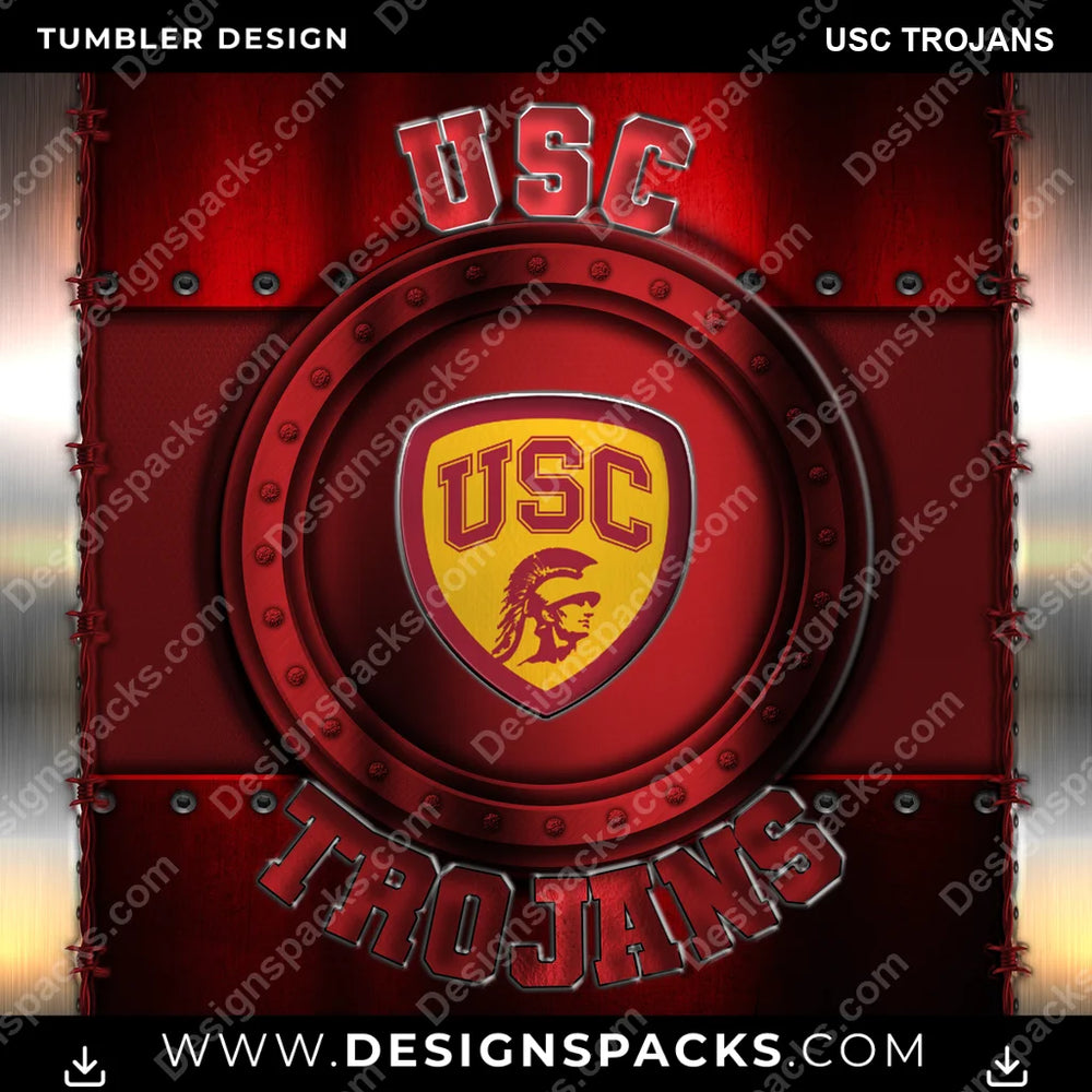 College Sport Metal USC Trojans NCAA College Sport Tumbler Digital Wrap Design Download
