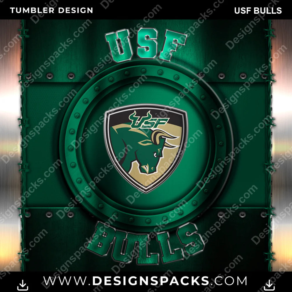 College Sport Metal USF Bulls NCAA College Sport Tumbler Digital Wrap Design Download