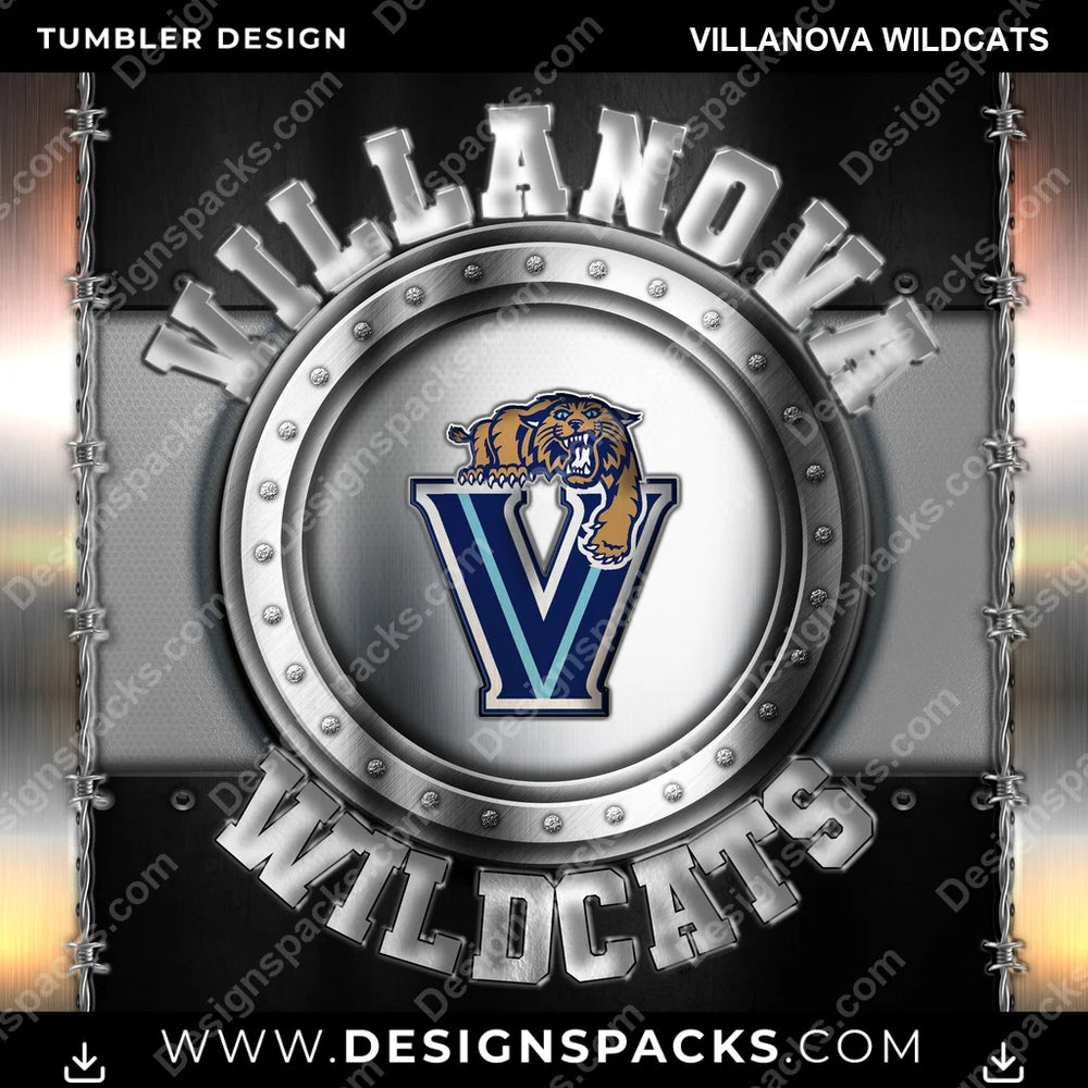 College Sport Metal Villanova Wildcats NCAA College Sport Tumbler Digital Wrap Design Download