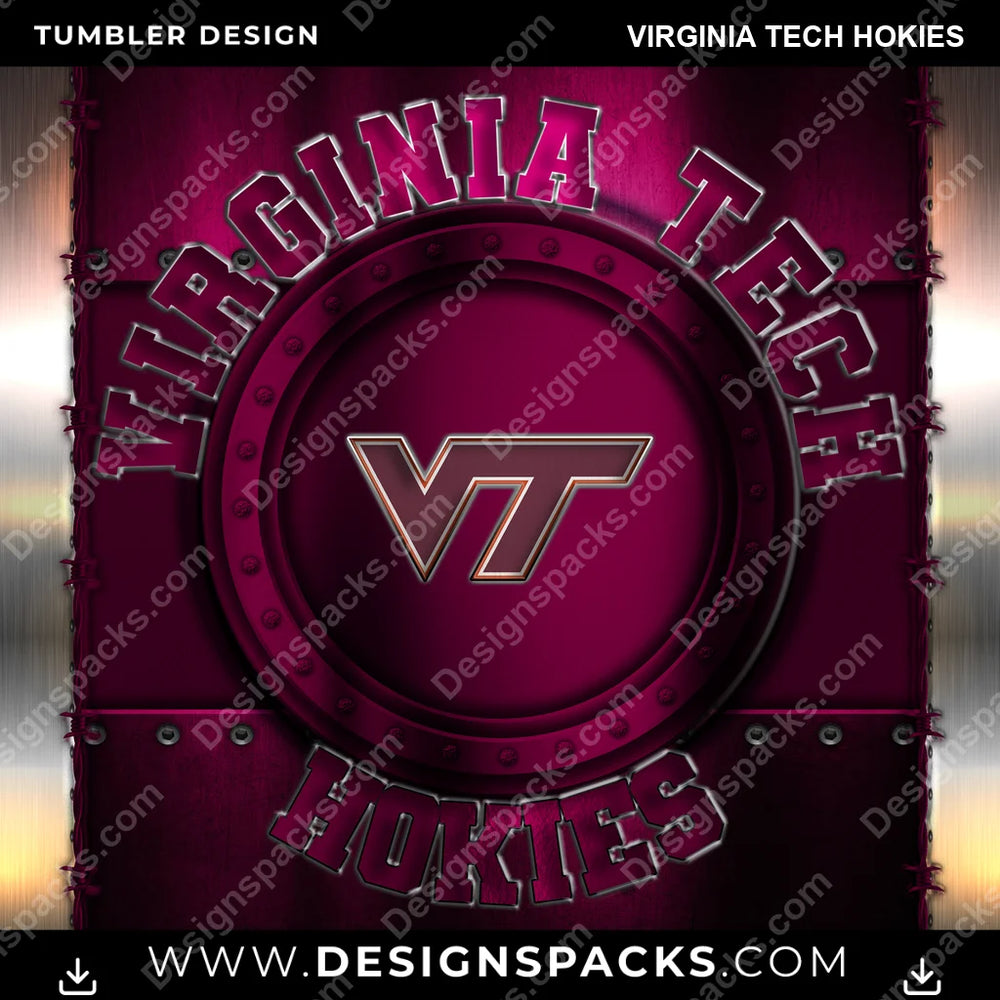 College Sport Metal Virginia Tech Hokies NCAA College Sport Tumbler Digital Wrap Design Download