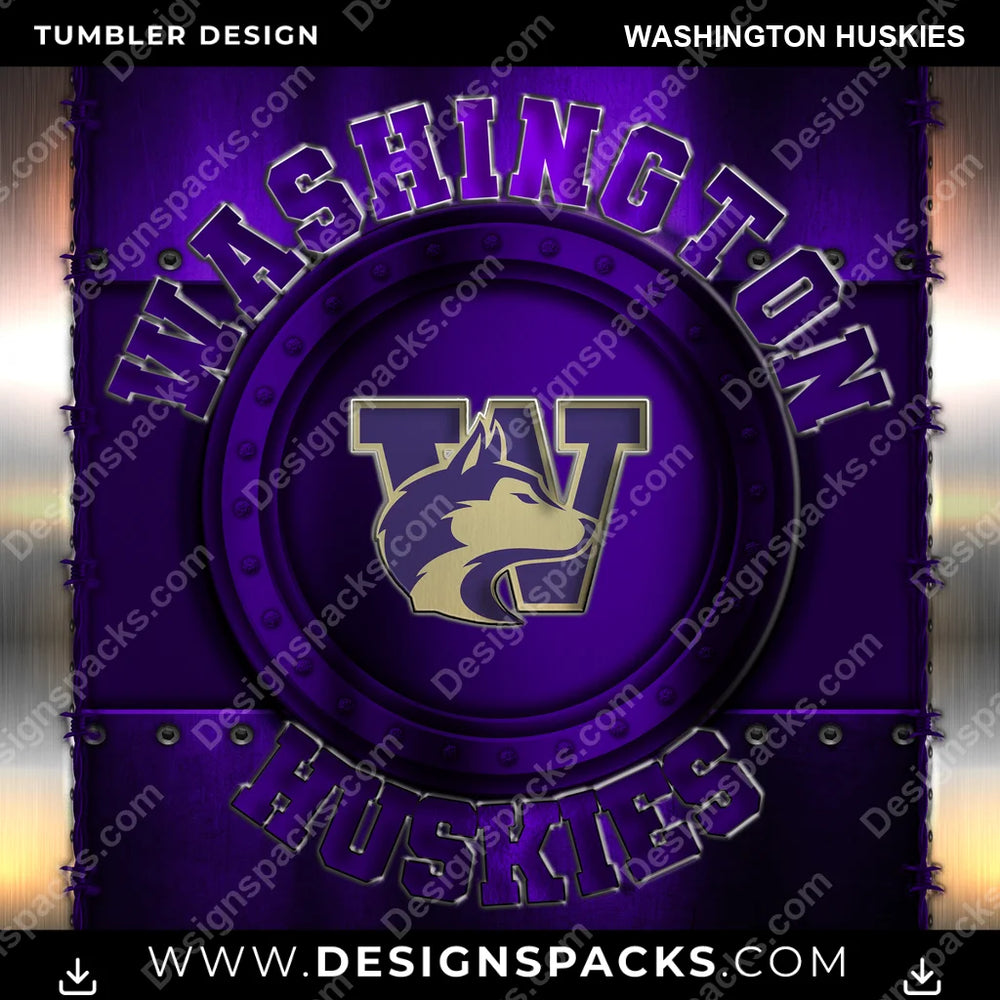 College Sport Metal Washington Huskies NCAA College Sport Tumbler Digital Wrap Design Download
