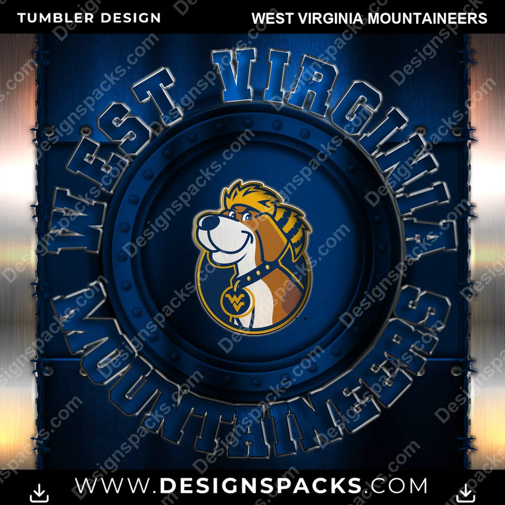 College Sport Metal West Virginia Mountaineers NCAA College Sport Tumbler Digital Wrap Design Download