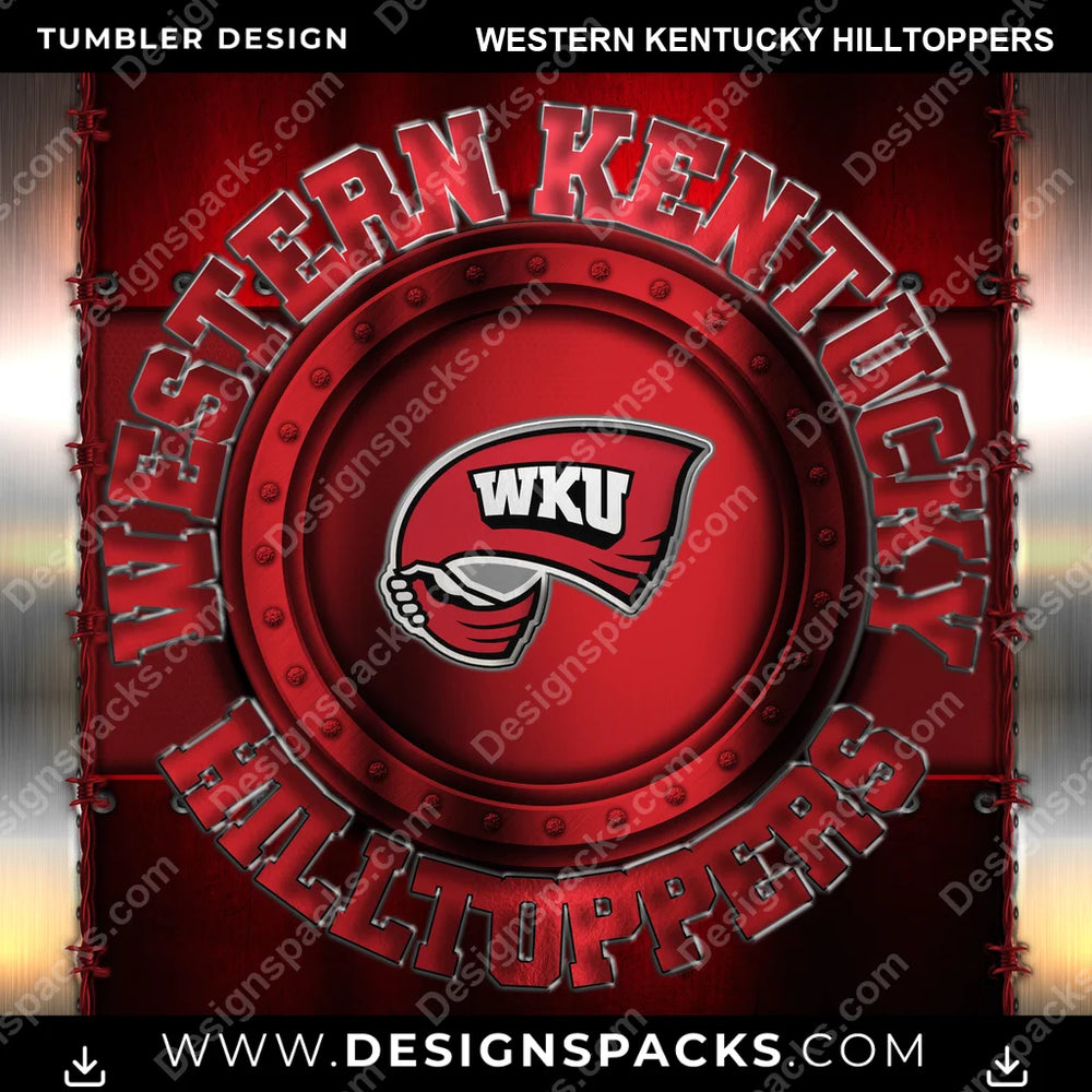 College Sport Metal Western Kentucky Hilltoppers NCAA College Sport Tumbler Digital Wrap Design Download
