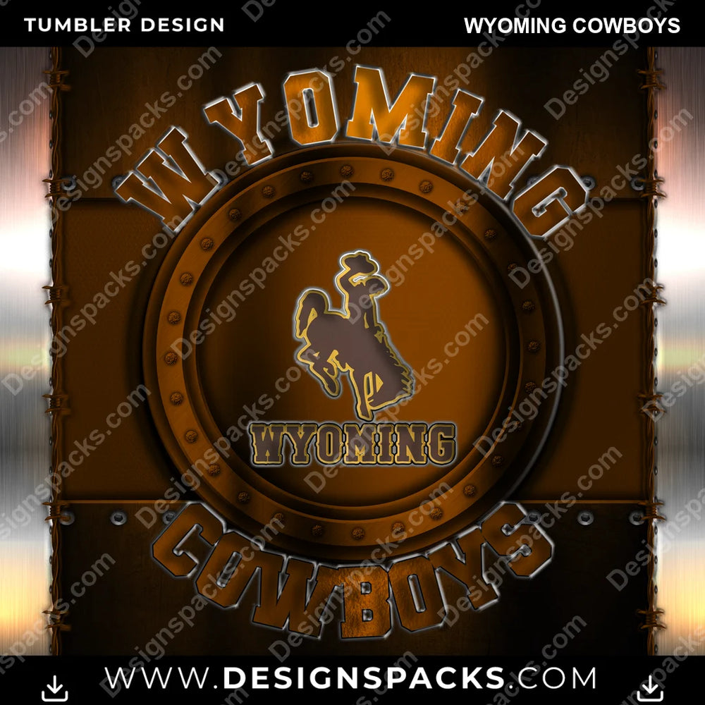 College Sport Metal Wyoming Cowboys NCAA College Sport Tumbler Digital Wrap Design Download
