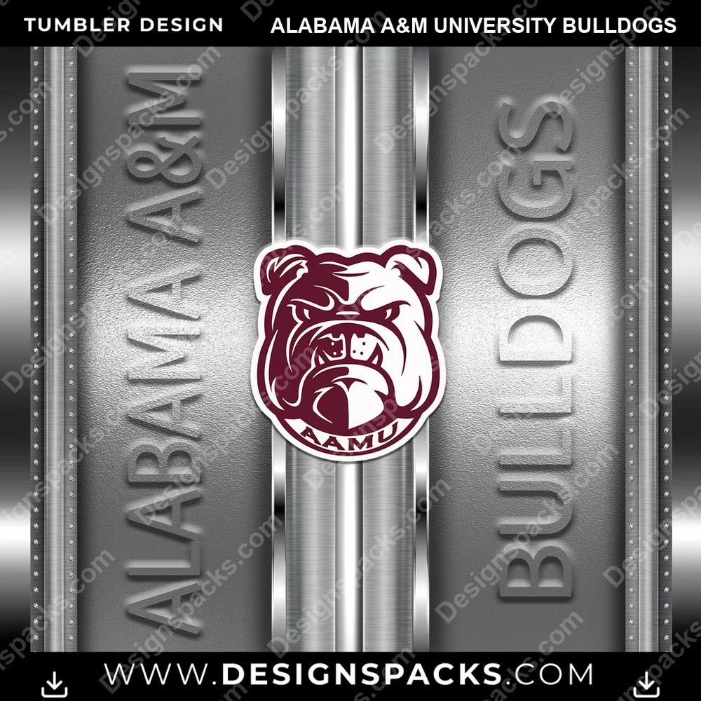 College Sport Metallic Alabama A&M University Bulldogs NCAA College Sport Tumbler Digital Wrap Design Download