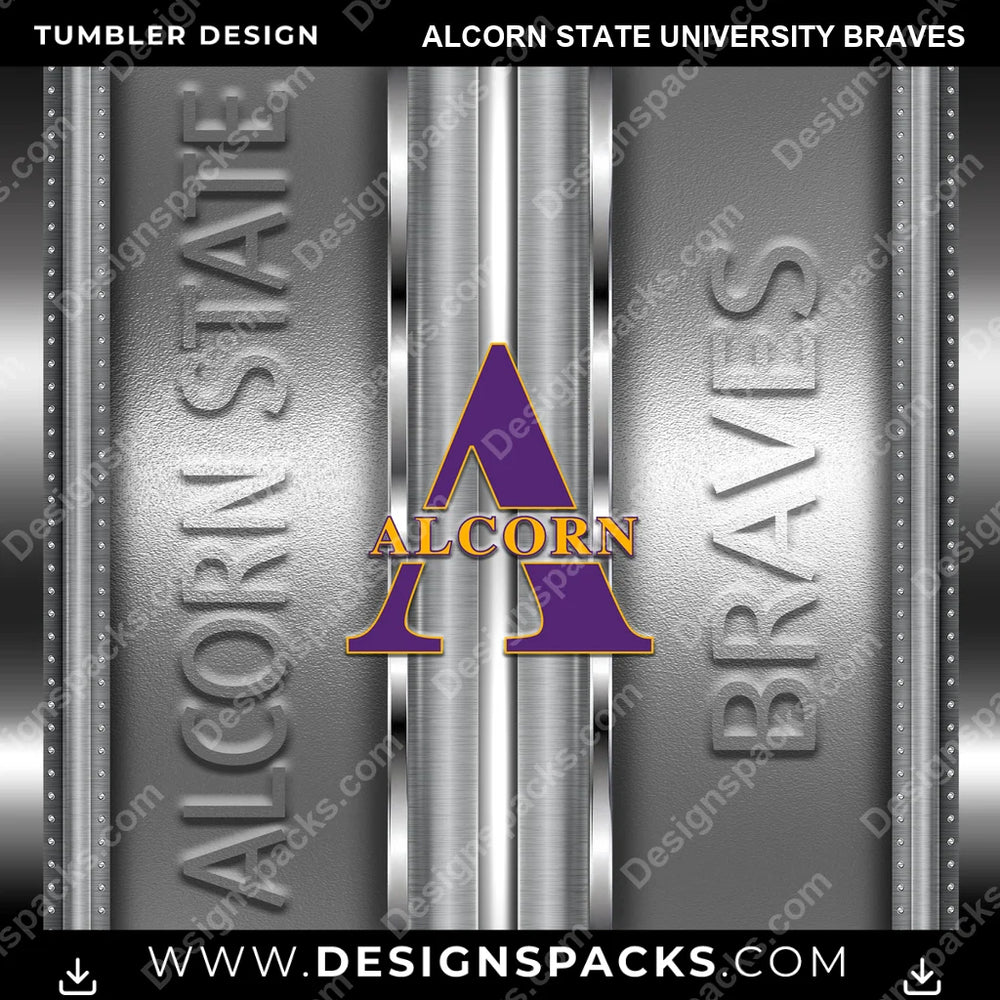 College Sport Metallic Alcorn State University Braves NCAA College Sport Tumbler Digital Wrap Design Download
