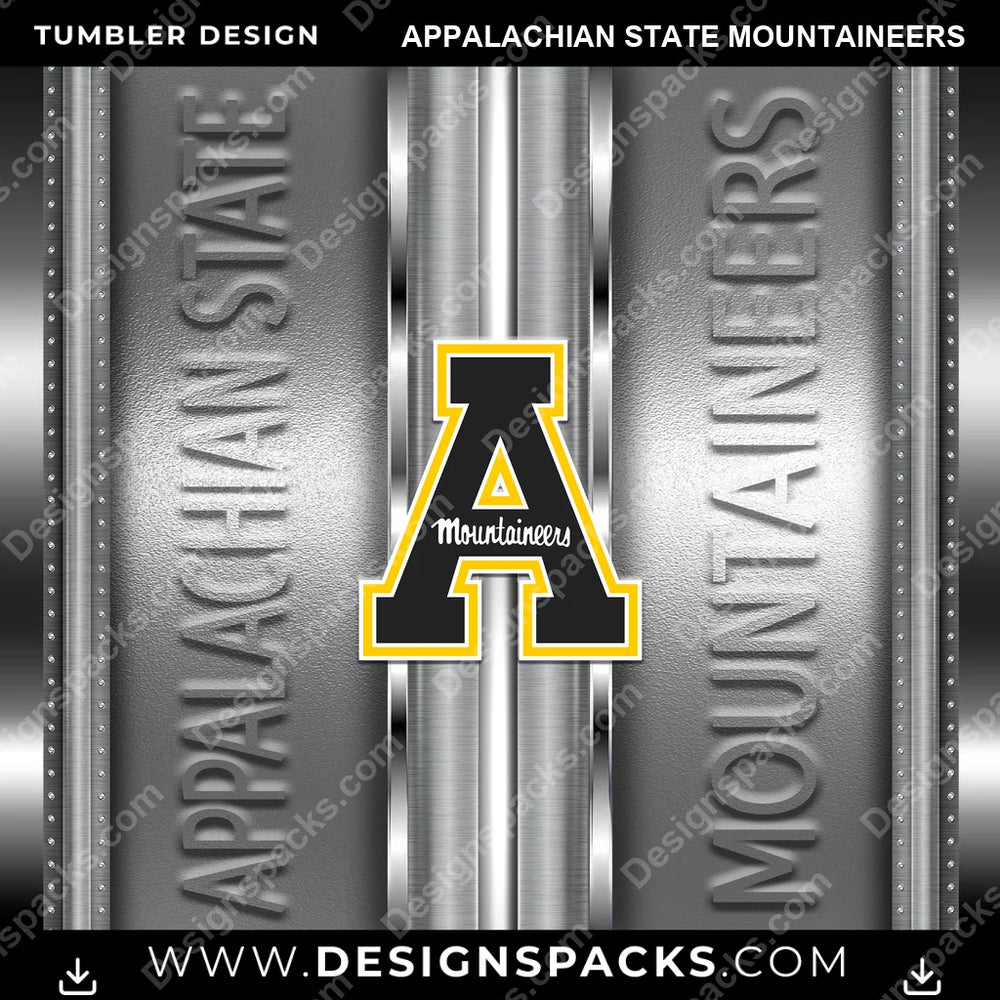 College Sport Metallic Appalachian State Mountaineers NCAA College Sport Tumbler Digital Wrap Design Download