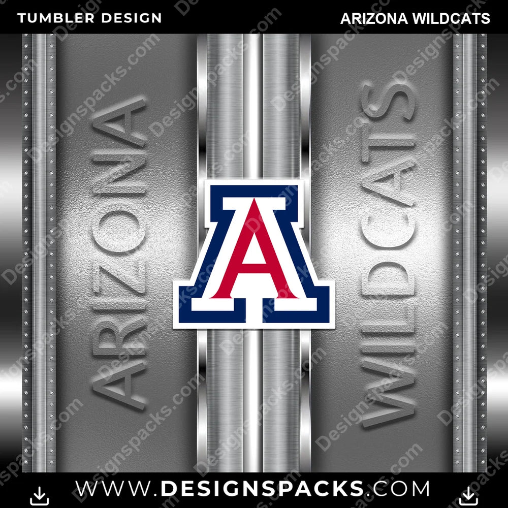 College Sport Metallic Arizona Wildcats NCAA College Sport Tumbler Digital Wrap Design Download