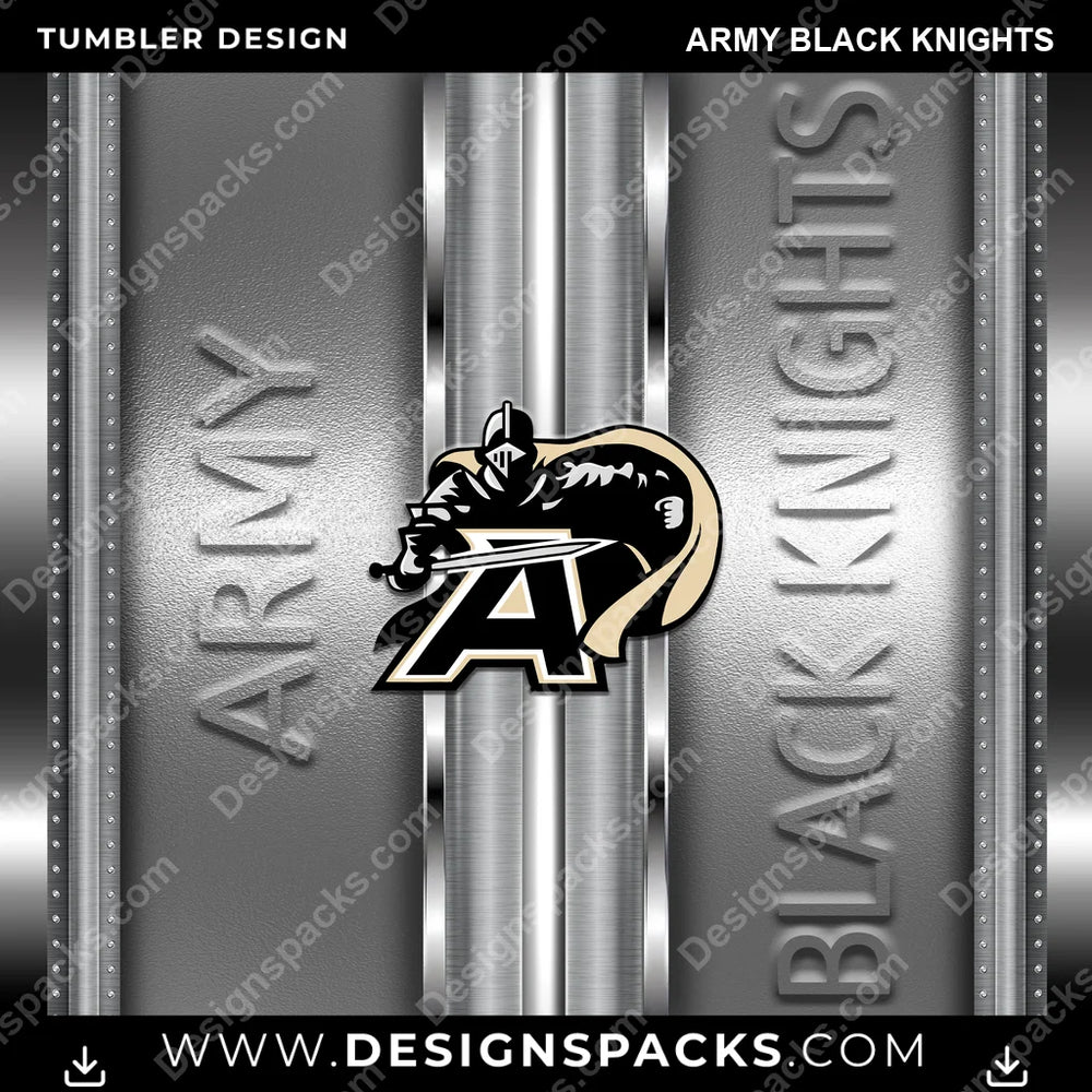 College Sport Metallic Army Black Knights NCAA College Sport Tumbler Digital Wrap Design Download