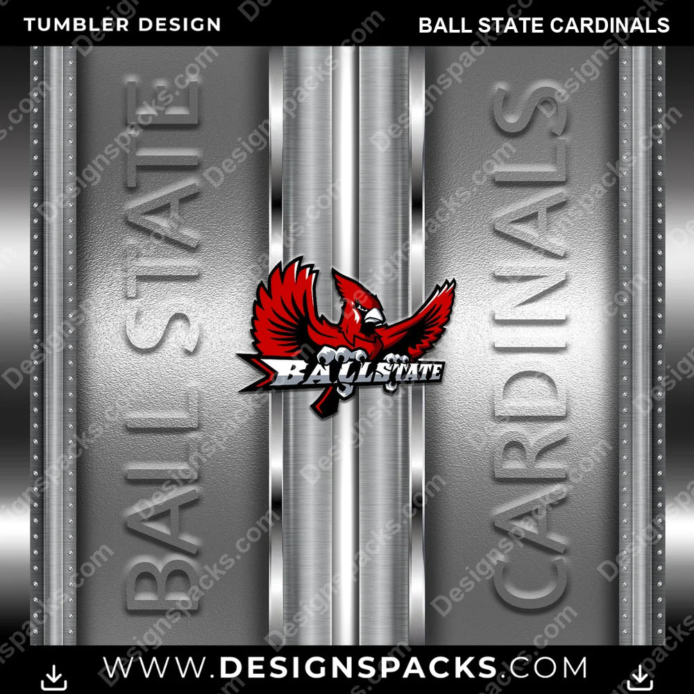College Sport Metallic Ball State Cardinals NCAA College Sport Tumbler Digital Wrap Design Download