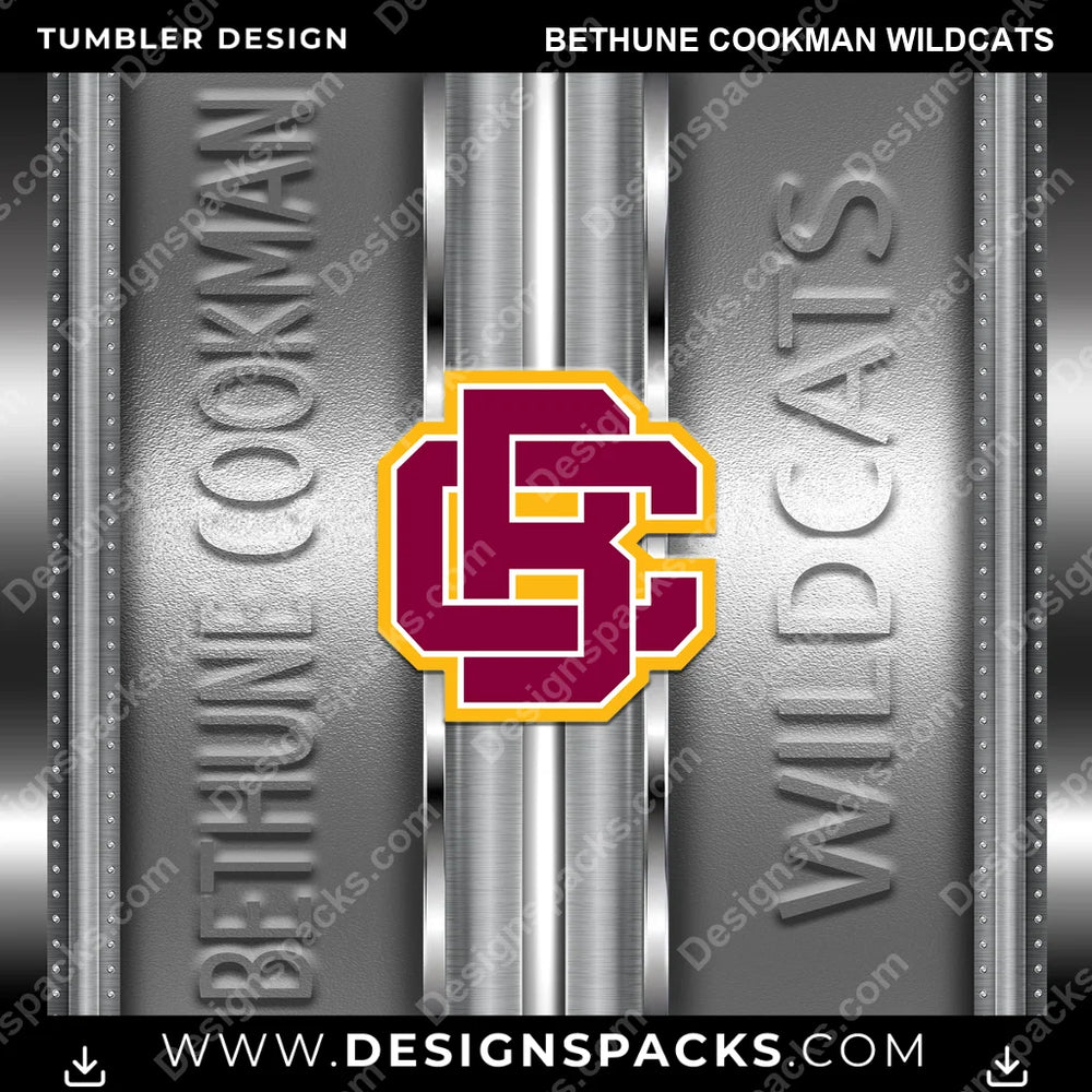 College Sport Metallic Bethune Cookman Wildcats NCAA College Sport Tumbler Digital Wrap Design Download