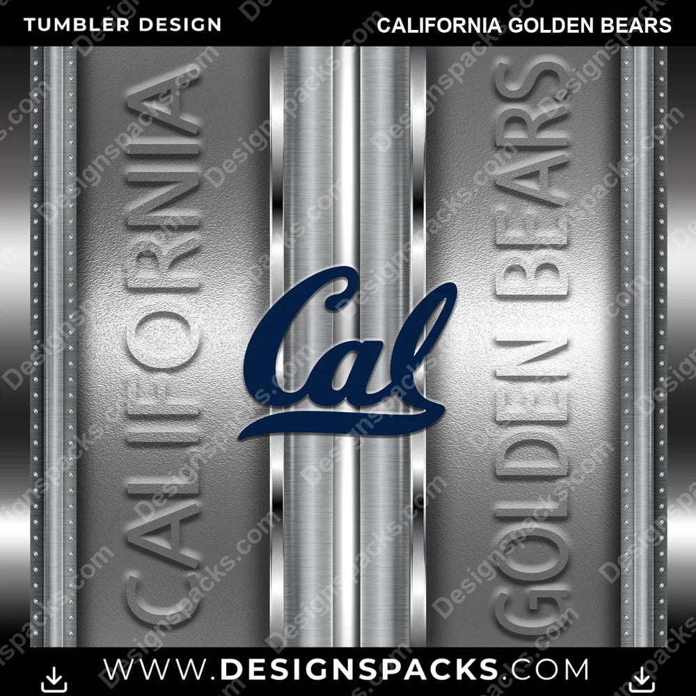 College Sport Metallic California Golden Bears NCAA College Sport Tumbler Digital Wrap Design Download