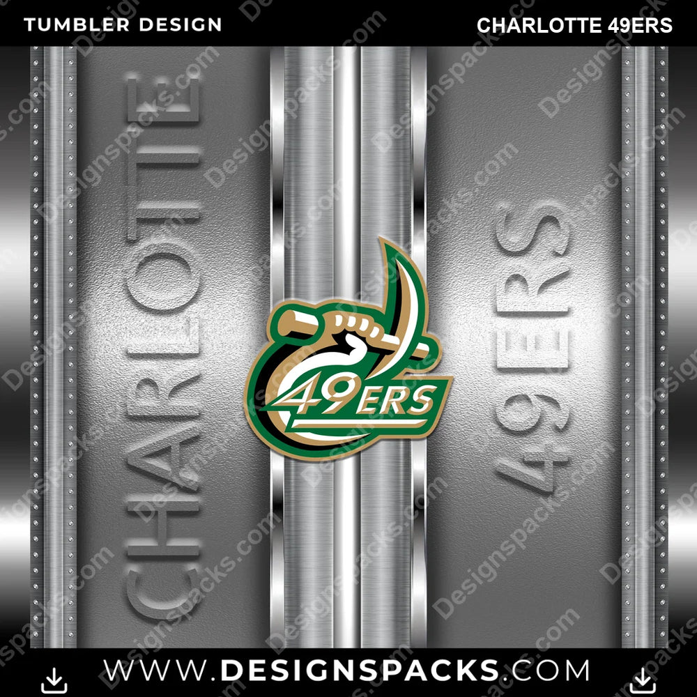 College Sport Metallic Charlotte 49ers NCAA College Sport Tumbler Digital Wrap Design Download