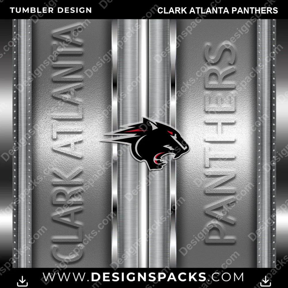College Sport Metallic Clark Atlanta Panthers NCAA College Sport Tumbler Digital Wrap Design Download