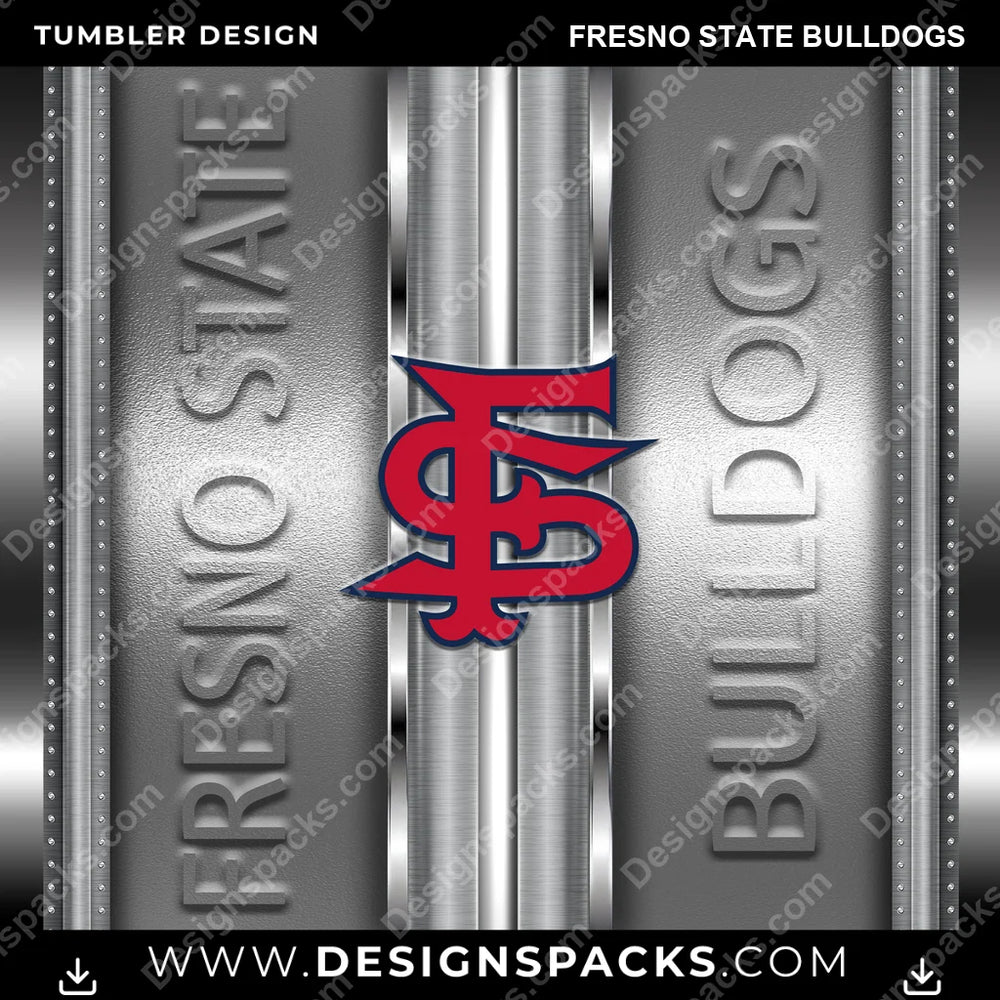 College Sport Metallic Fresno State Bulldogs NCAA College Sport Tumbler Digital Wrap Design Download