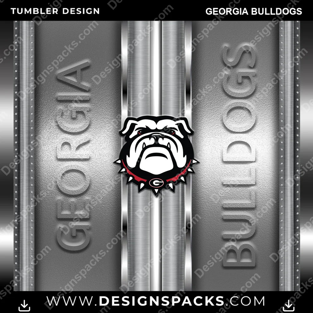 College Sport Metallic Georgia Bulldogs NCAA College Sport Tumbler Digital Wrap Design Download
