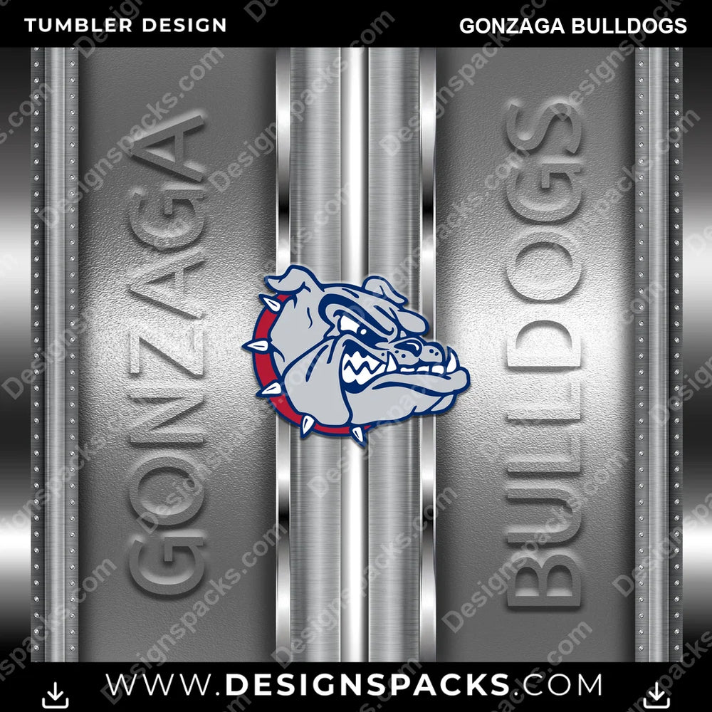 College Sport Metallic Gonzaga Bulldogs NCAA College Sport Tumbler Digital Wrap Design Download