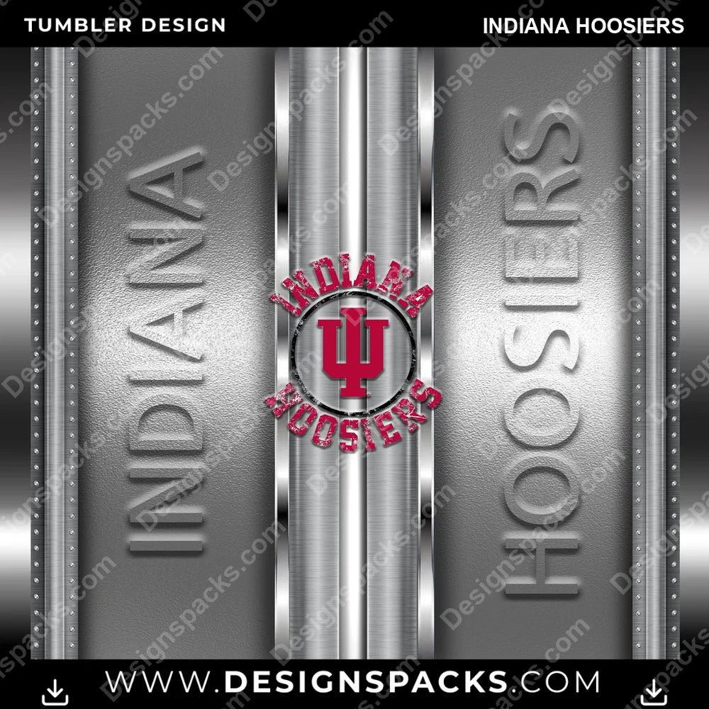 College Sport Metallic Indiana Hoosiers NCAA College Sport Tumbler Digital Wrap Design Download