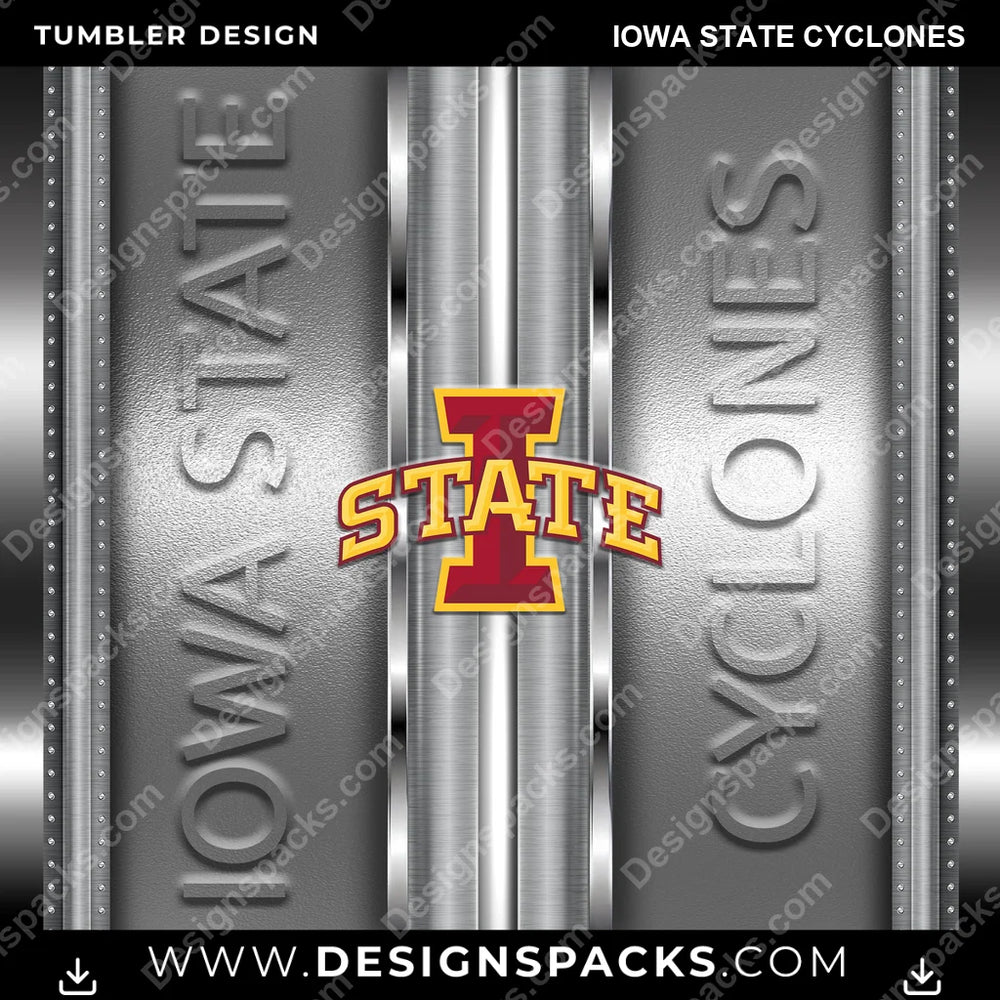College Sport Metallic Iowa State Cyclones NCAA College Sport Tumbler Digital Wrap Design Download