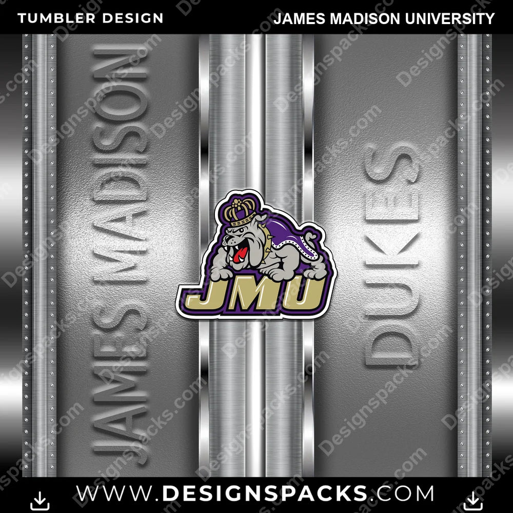 College Sport Metallic James Madison University NCAA College Sport Tumbler Digital Wrap Design Download