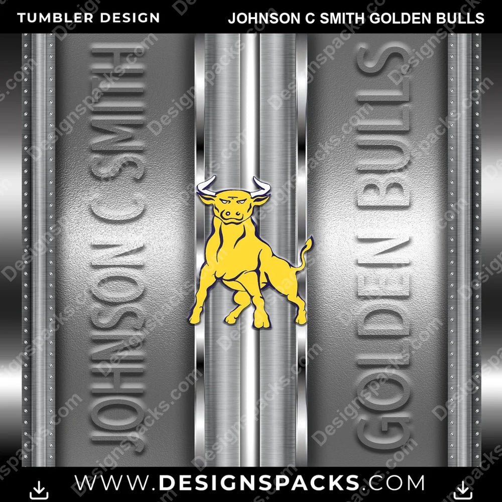 College Sport Metallic Johnson C Smith Golden Bulls NCAA College Sport Tumbler Digital Wrap Design Download