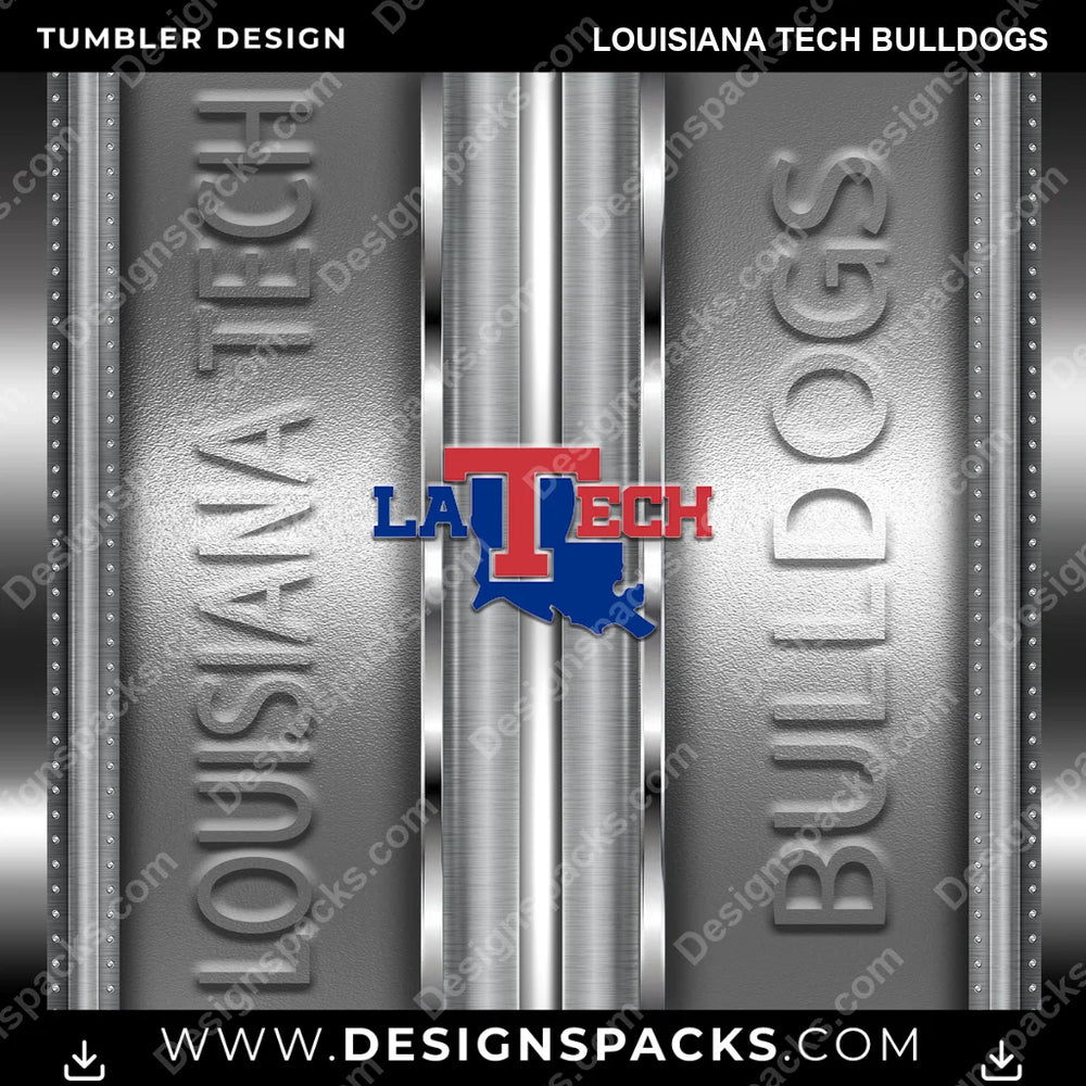 College Sport Metallic Louisiana Tech Bulldogs NCAA College Sport Tumbler Digital Wrap Design Download