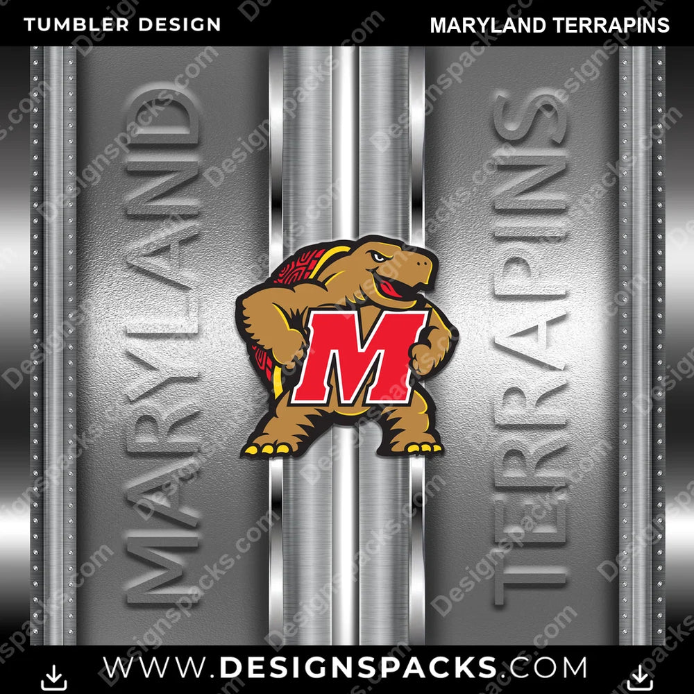 College Sport Metallic Maryland Terrapins NCAA College Sport Tumbler Digital Wrap Design Download