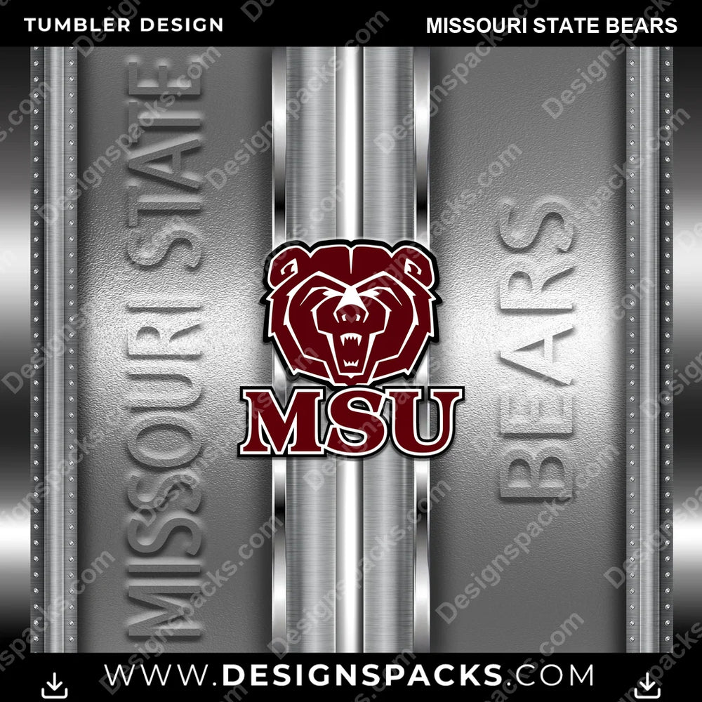 College Sport Metallic Missouri State Bears NCAA College Sport Tumbler Digital Wrap Design Download
