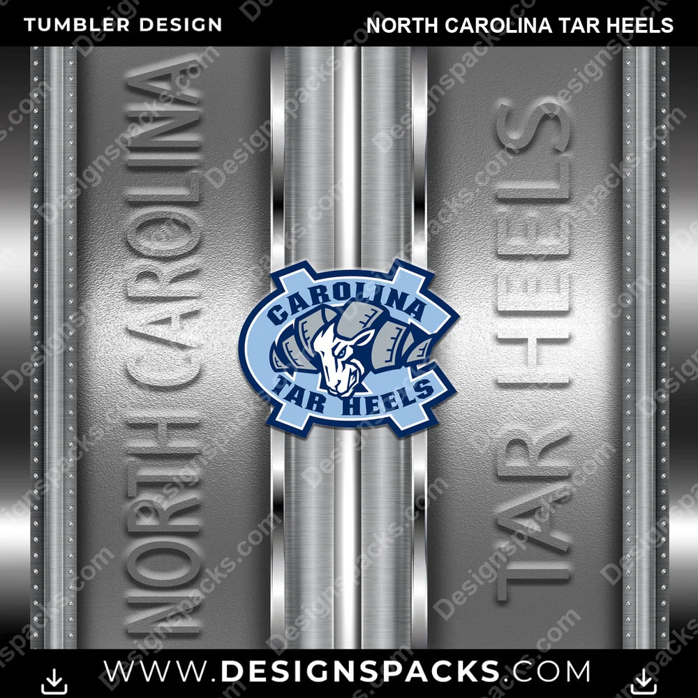 College Sport Metallic North Carolina Tar Heels NCAA College Sport Tumbler Digital Wrap Design Download