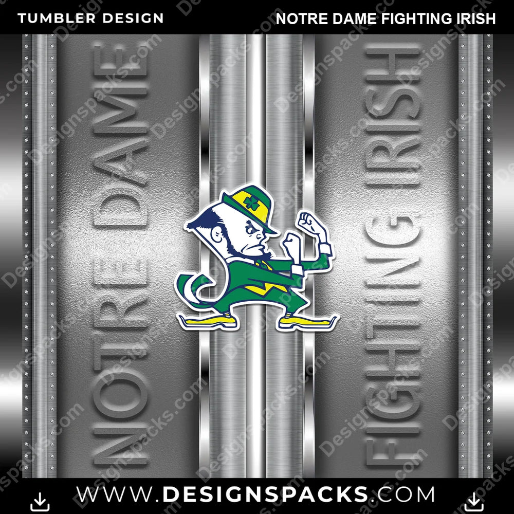 College Sport Metallic Notre Dame Fighting Irish NCAA College Sport Tumbler Digital Wrap Design Download