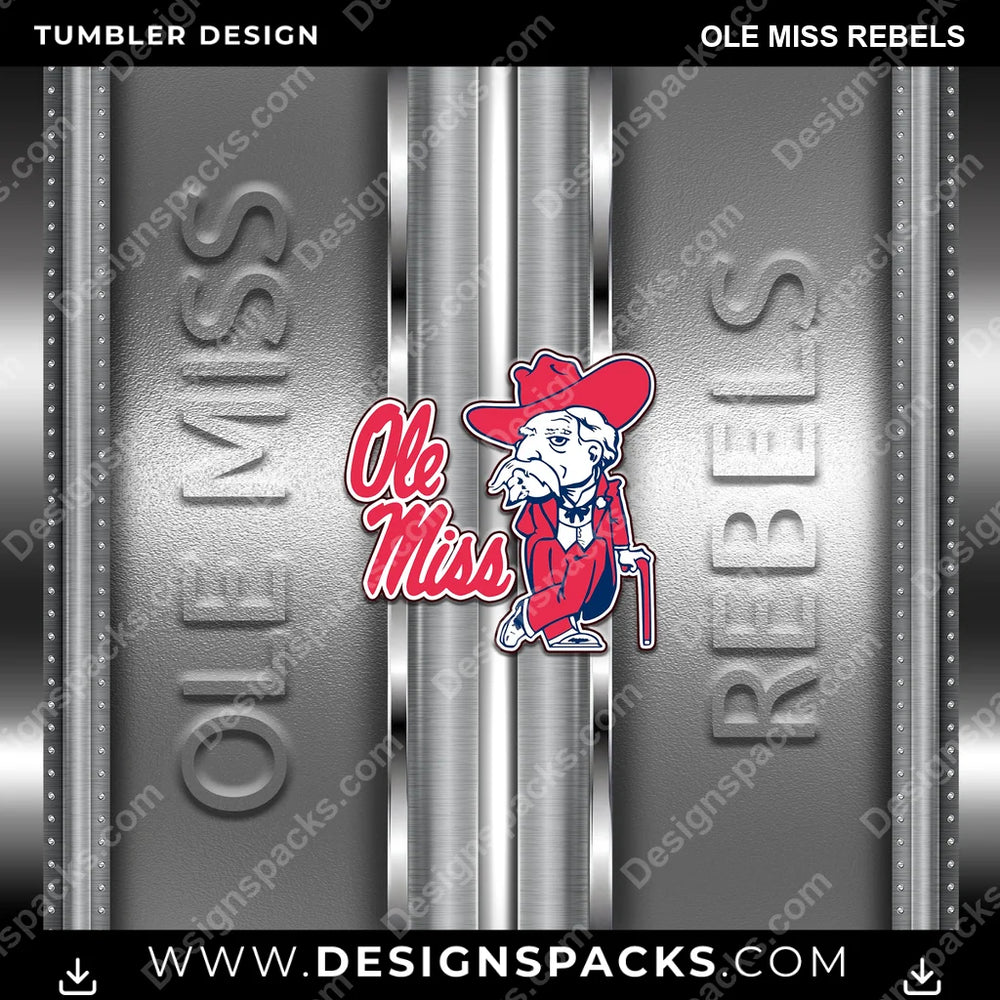 College Sport Metallic Ole Miss Rebels NCAA College Sport Tumbler Digital Wrap Design Download