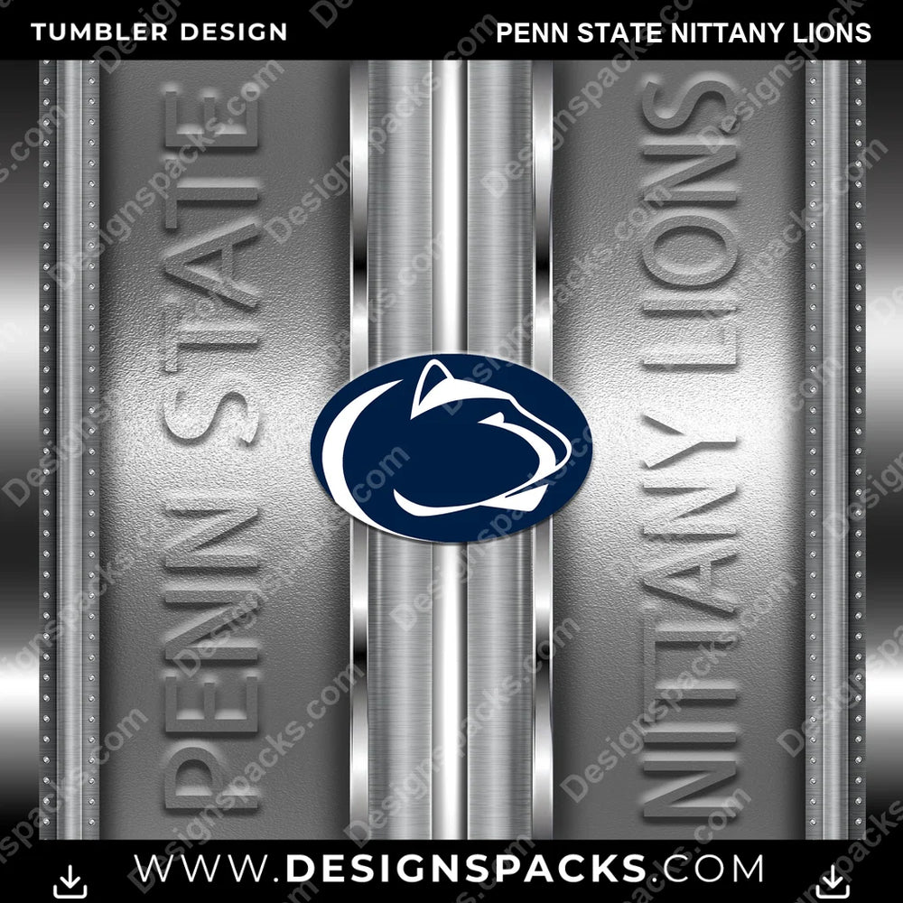 College Sport Metallic Penn State Nittany Lions NCAA College Sport Tumbler Digital Wrap Design Download