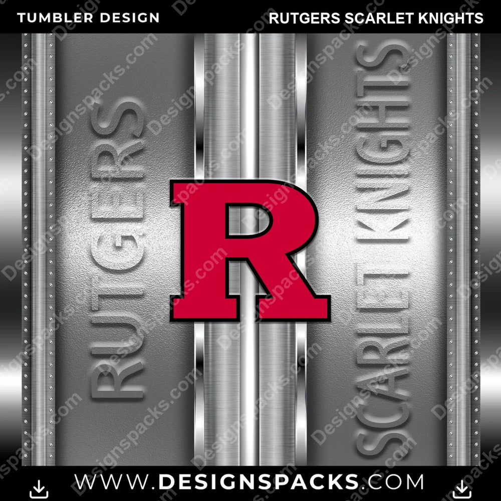 College Sport Metallic Rutgers Scarlet Knights NCAA College Sport Tumbler Digital Wrap Design Download