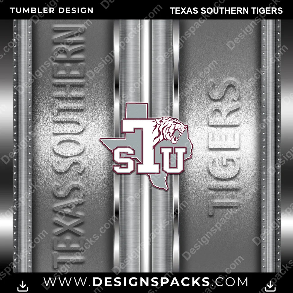 College Sport Metallic Texas Southern Tigers NCAA College Sport Tumbler Digital Wrap Design Download