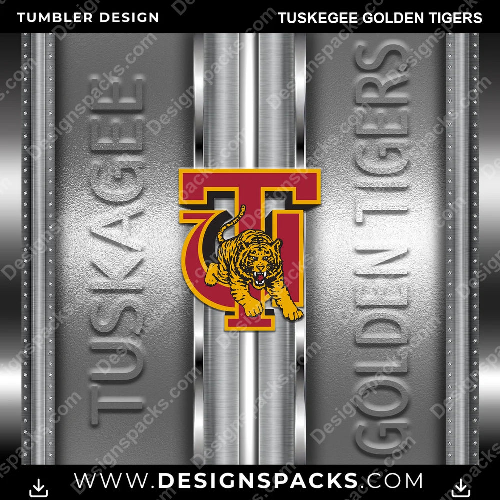 College Sport Metallic Tuskegee Golden Tigers NCAA College Sport Tumbler Digital Wrap Design Download