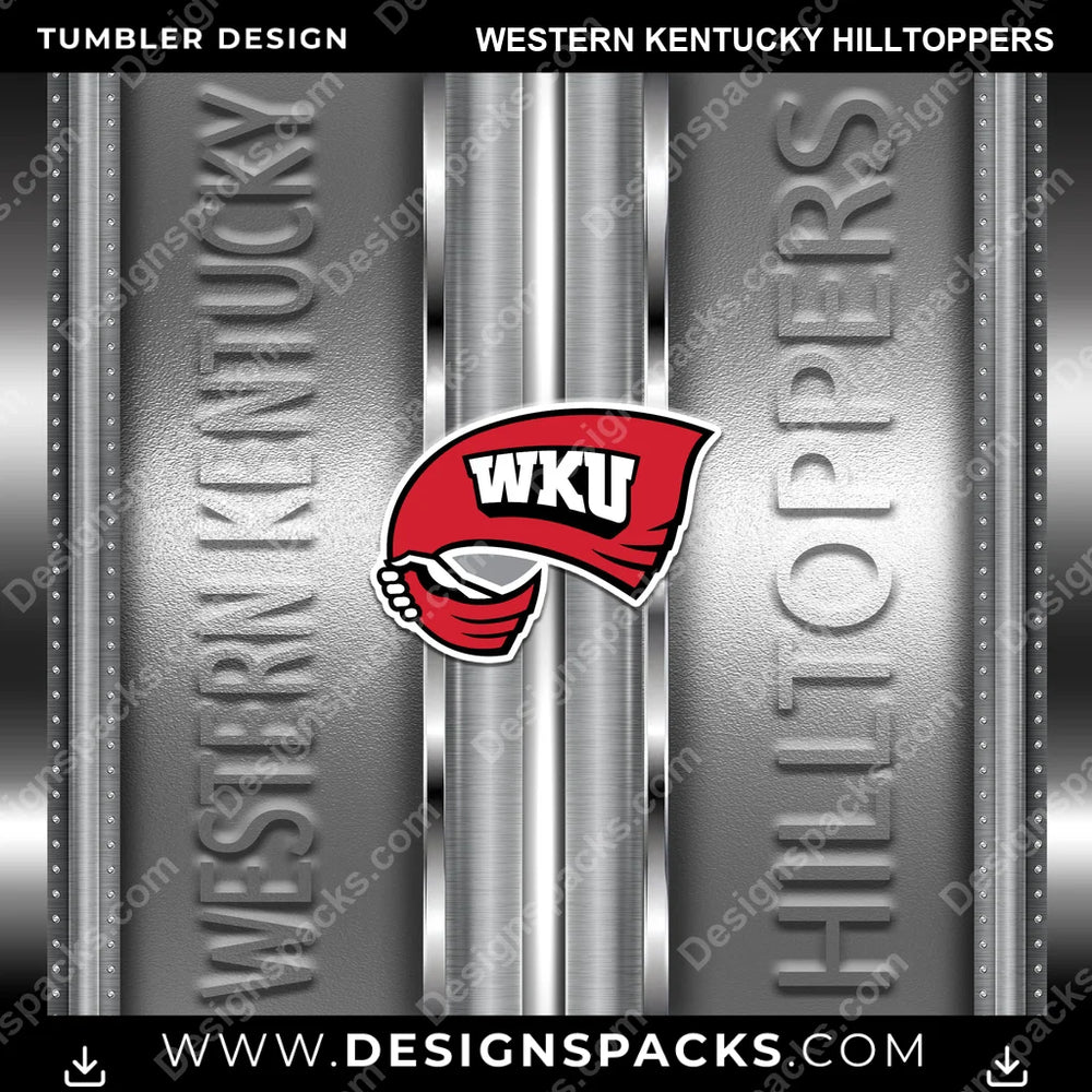 College Sport Metallic Western Kentucky Hilltoppers NCAA College Sport Tumbler Digital Wrap Design Download
