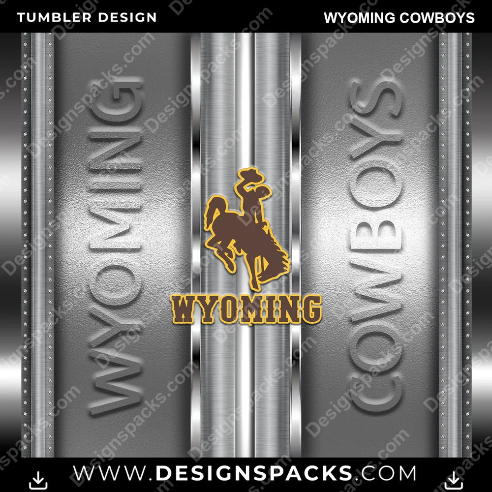 College Sport Metallic Wyoming Cowboys NCAA College Sport Tumbler Digital Wrap Design Download