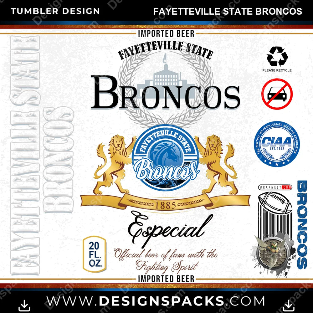 College Sport Modelo Fayetteville State Broncos NCAA College Sport Tumbler Digital Wrap Design Download